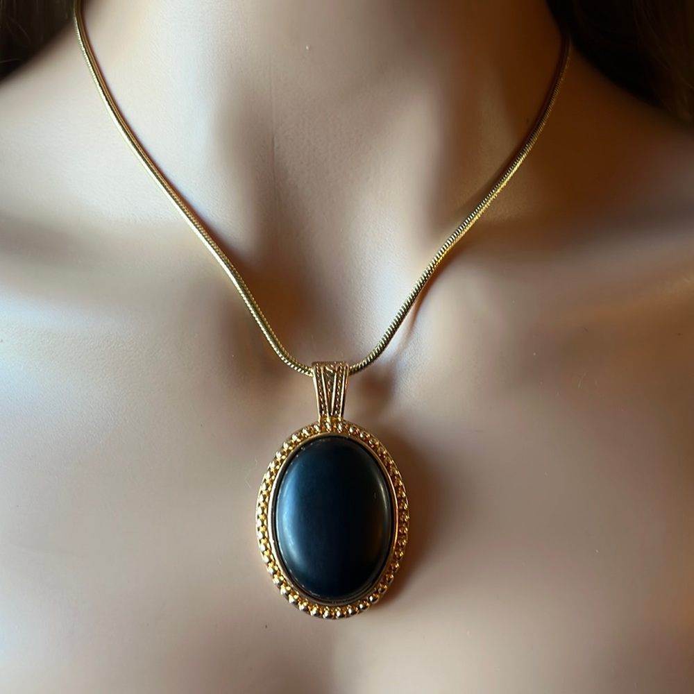 Black Onyx Gold Necklace